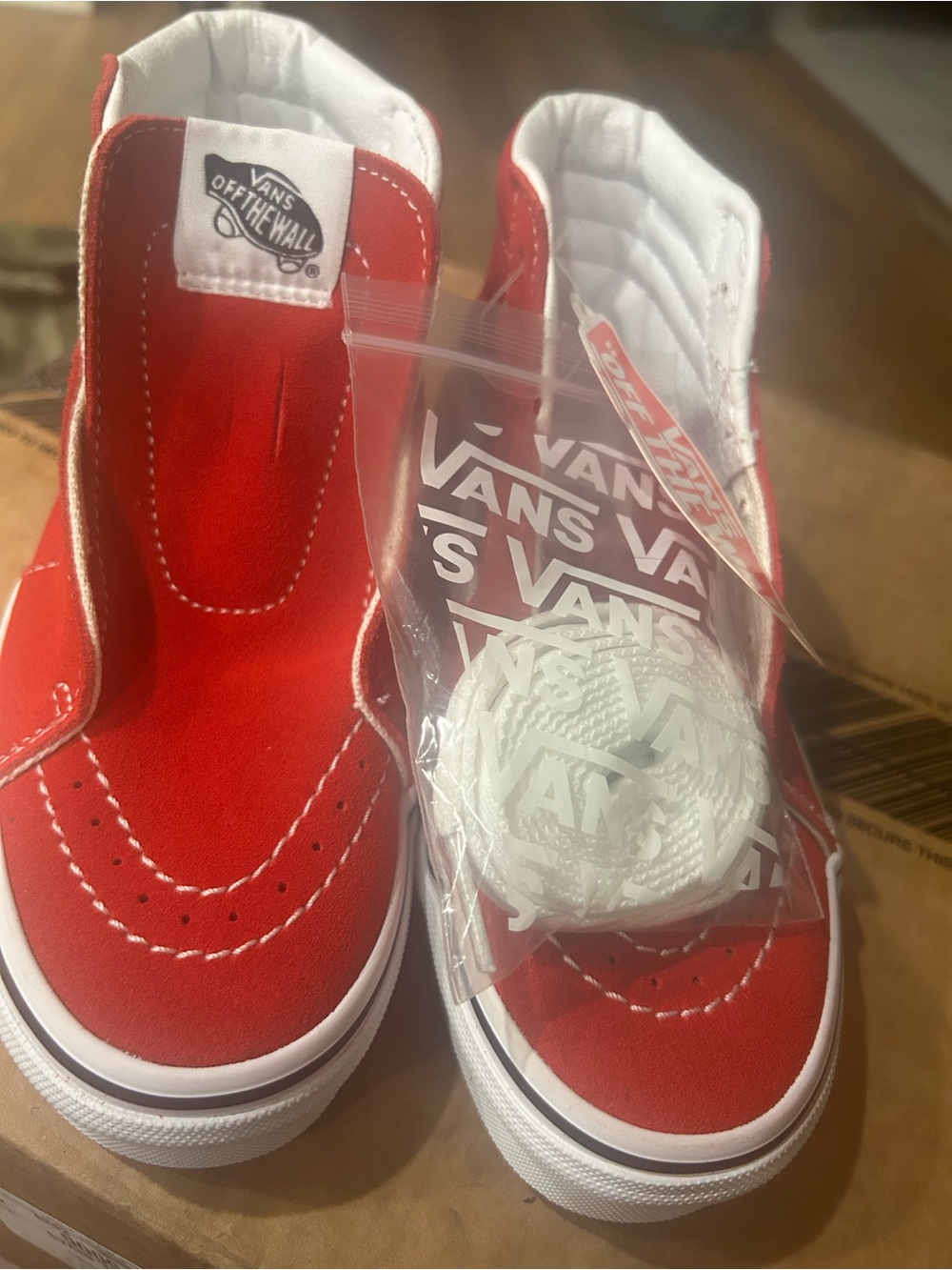 Vans Kids Red and White High-Top Sneakers